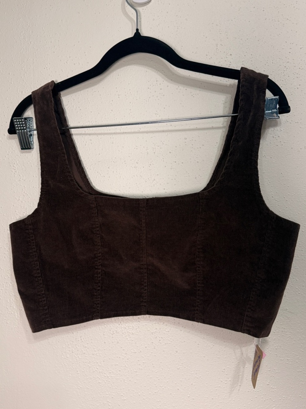 Square Neck Brown Corduroy Crop Top